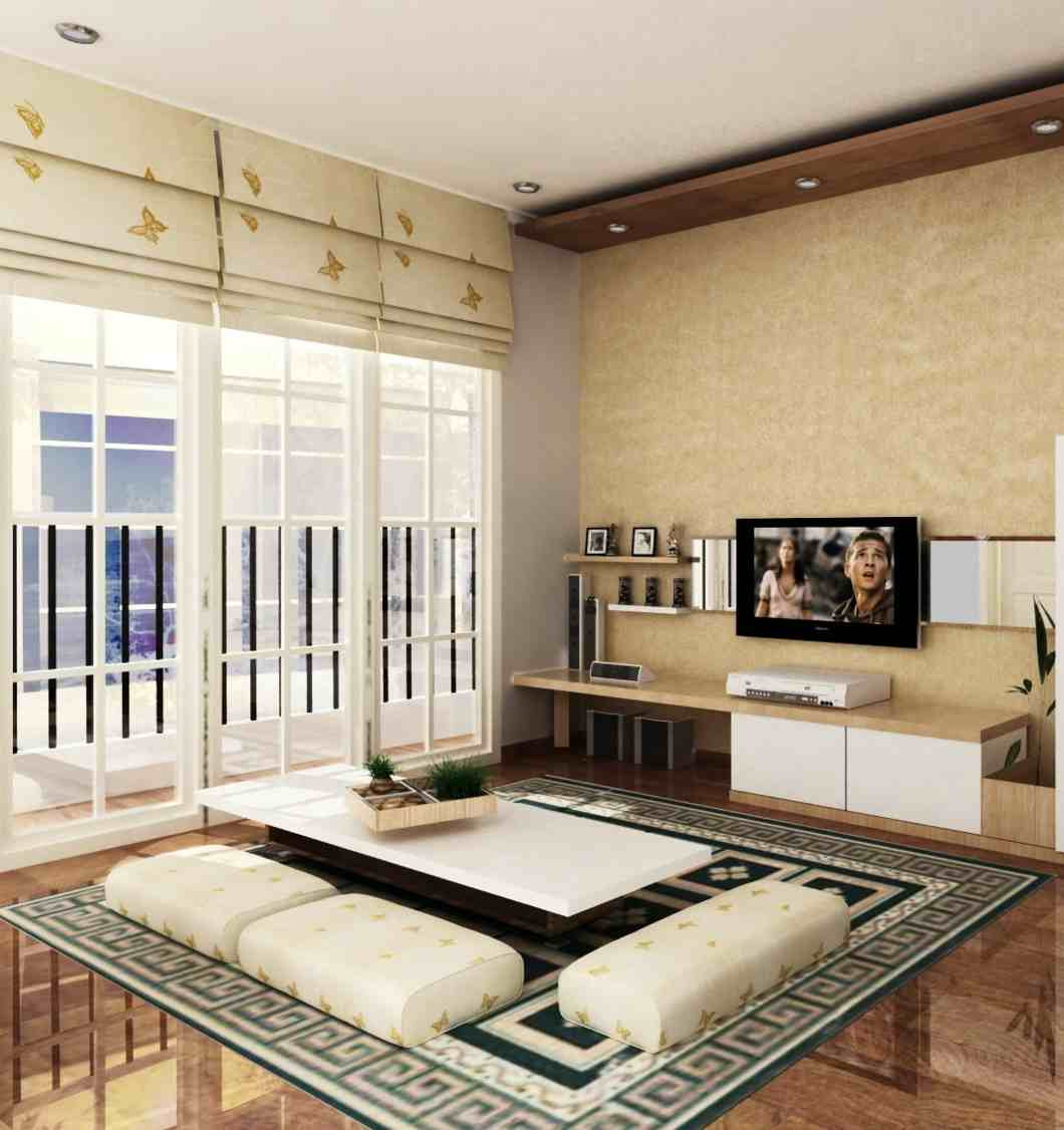 desain ruang tamu minimalis lesehan tanpa sofa - interior ...