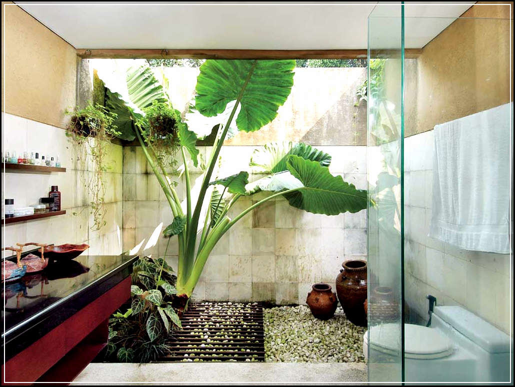 30 desain kamar mandi minimalis nuansa alam dengan batu ...