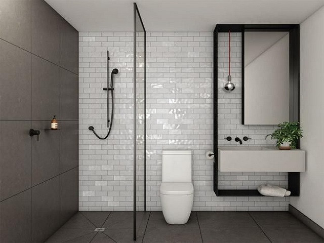 perfeksi desain kamar mandi; visualisasi gaya minimalis