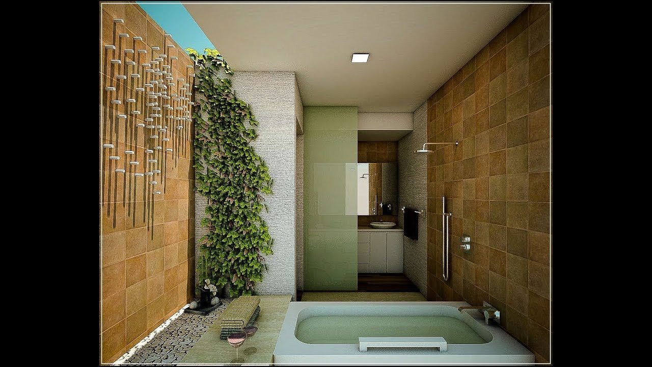 kamar mandi nuansa alam dengan batu alam - youtube