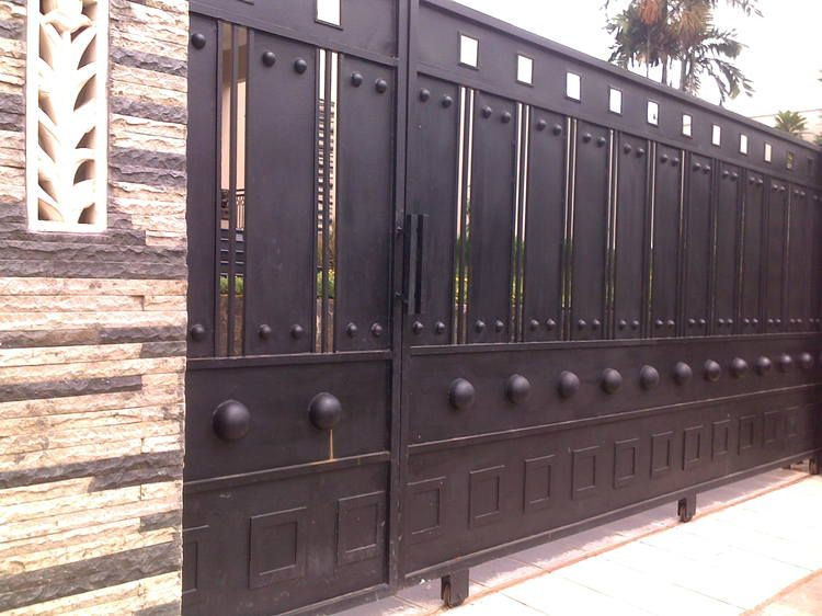 model pintu pagar minimalis besi dorong | pintu, gerbang ...