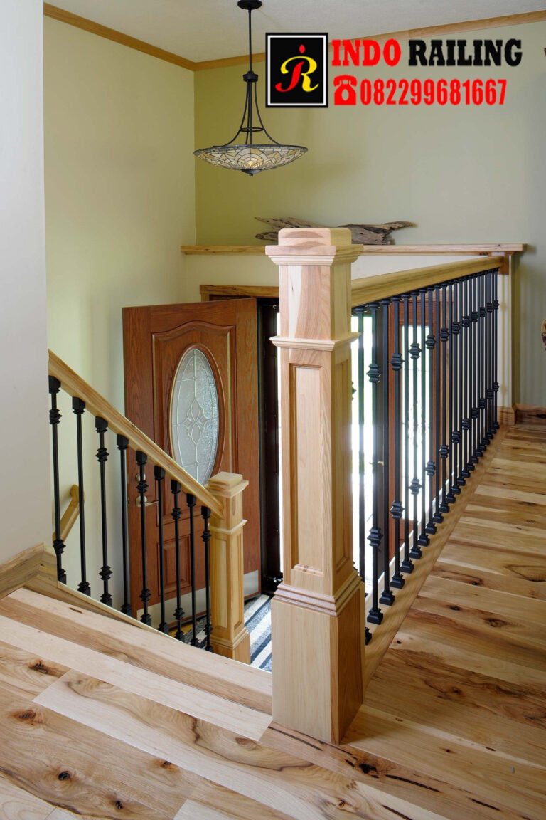Handrail Kayu, Railing tangga kayu, Railing tangga besi