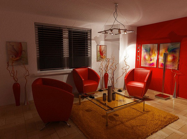 penggunaan warna merah di ruang tamu minimalis - rancangan ...
